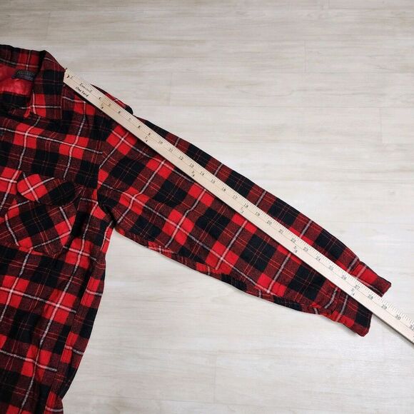Vintage Pendleton Wool Red‎ Plaid Loop Collar Shirt Made in USA Plaid Size Large - Picture 8 of 9